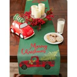 DII® 108" Merry Christmas Truck Embroidered Table Runner -Northlight Sale Store D540112S 7