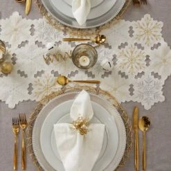 DII® 108" Snowflakes Embroidered Table Runner -Northlight Sale Store D540113S 6