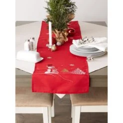 DII® 108" Snowman Embroidered Table Runner -Northlight Sale Store D540114S 6