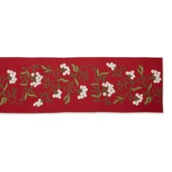 DII® 70" Red Mistletoe Embroidered Table Runner 11 DII® 70" Red Mistletoe Embroidered Table Runner -Northlight Sale Store D540117S 2