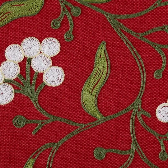 DII® 70" Red Mistletoe Embroidered Table Runner 6 DII® 70" Red Mistletoe Embroidered Table Runner - Image 6