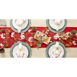 DII® 70" Red Mistletoe Embroidered Table Runner 15 DII® 70" Red Mistletoe Embroidered Table Runner -Northlight Sale Store D540117S 6