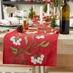 DII® 70" Red Mistletoe Embroidered Table Runner 16 DII® 70" Red Mistletoe Embroidered Table Runner -Northlight Sale Store D540117S 7