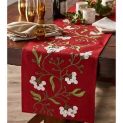 DII® 70" Red Mistletoe Embroidered Table Runner 17 DII® 70" Red Mistletoe Embroidered Table Runner -Northlight Sale Store D540117S 8