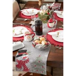 DII® 70" Grey Snowman Embroidered Table Runner -Northlight Sale Store D540118S 6