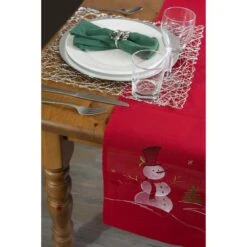 DII® 70" Red Embroidered Snowman Table Runner -Northlight Sale Store D540121S 2