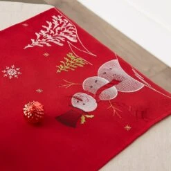 DII® 70" Red Embroidered Snowman Table Runner -Northlight Sale Store D540121S 4
