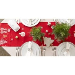 DII® 70" Red Embroidered Snowman Table Runner -Northlight Sale Store D540121S 6