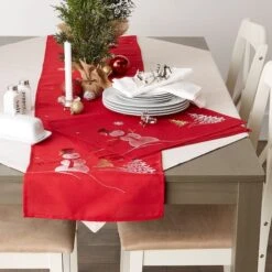 DII® 70" Red Embroidered Snowman Table Runner -Northlight Sale Store D540121S 9