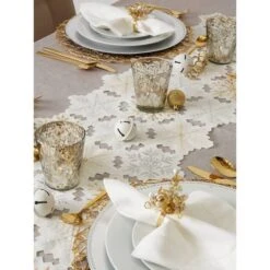 DII® 54" White And Gold Embroidered Snowflakes Table Runner -Northlight Sale Store D540123S 8