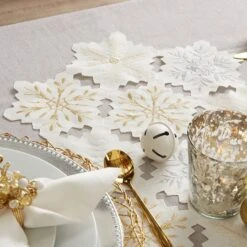 DII® 54" White And Gold Embroidered Snowflakes Table Runner -Northlight Sale Store D540123S 9