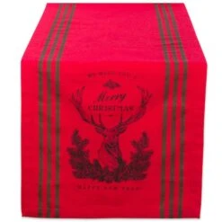 DII® 72" Red Stag Christmas Print Table Runner
