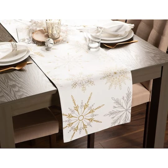 DII® 72'' Snowflake Sparkle Printed Table Runner 4 DII® 72'' Snowflake Sparkle Printed Table Runner - Image 4