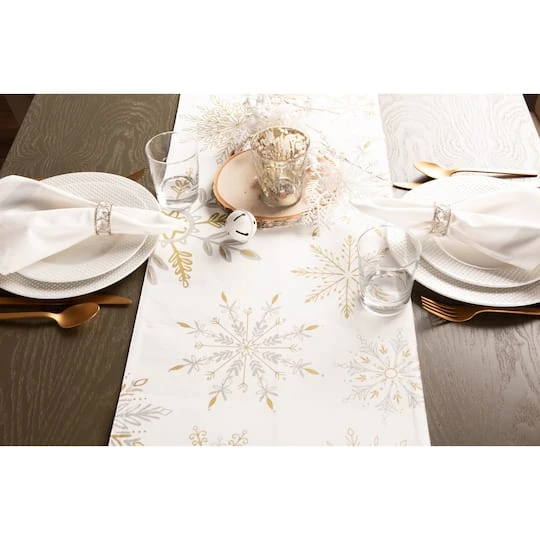 DII® 72'' Snowflake Sparkle Printed Table Runner 3 DII® 72'' Snowflake Sparkle Printed Table Runner - Image 3