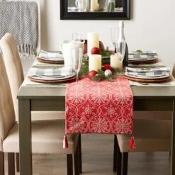 DII® 108'' Joyful Snowflakes Jacquard Reversible Table Runner -Northlight Sale Store D540136S 10