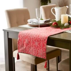 DII® 108'' Joyful Snowflakes Jacquard Reversible Table Runner -Northlight Sale Store D540136S 11