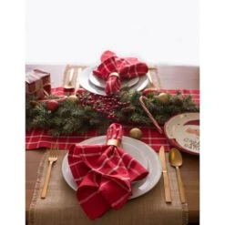 DII® 72" Holly Berry Plaid Table Runner -Northlight Sale Store D540137S 6