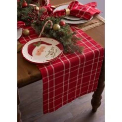 DII® 108" Holly Berry Plaid Table Runner -Northlight Sale Store D540138S 7