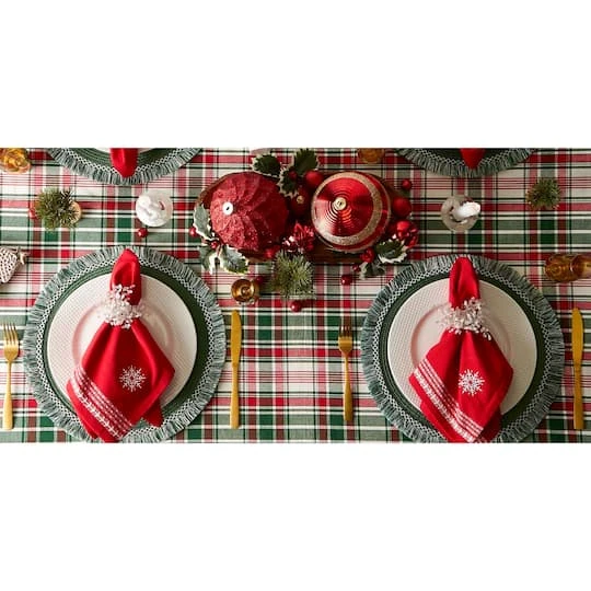 DII® 70" Round Yuletide Plaid Tablecloth 3 DII® 70" Round Yuletide Plaid Tablecloth - Image 3