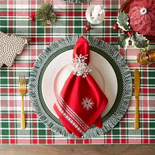 DII® 70" Round Yuletide Plaid Tablecloth 4 DII® 70" Round Yuletide Plaid Tablecloth - Image 4