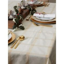 DII® 120" Gold Lurex Plaid Tablecloth -Northlight Sale Store D540150S 8