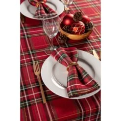 DII® 120" Holiday Metallic Plaid Tablecloth -Northlight Sale Store D540155S 6