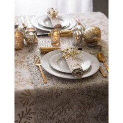 DII® 84" Metallic Holly Leaves Tablecloth 11 DII® 84" Metallic Holly Leaves Tablecloth -Northlight Sale Store D540161S 5