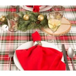 DII® 70" Round Christmas Plaid Tablecloth -Northlight Sale Store D540167S 5