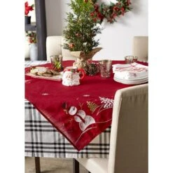 DII® 40" Embroidered Snowman Table Topper 15 DII® 40" Embroidered Snowman Table Topper -Northlight Sale Store D540169S 4