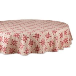 DII® 70" Round Scandinavian Snowflakes Printed Tablecloth