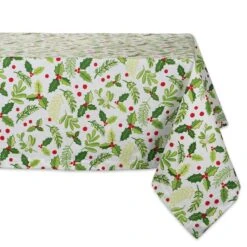 DII® 52" Boughs Of Holly Print Tablecloth