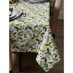 DII® 52" Boughs Of Holly Print Tablecloth 21 DII® 52" Boughs Of Holly Print Tablecloth -Northlight Sale Store D540184S 10