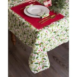 DII® 52" Boughs Of Holly Print Tablecloth 15 DII® 52" Boughs Of Holly Print Tablecloth -Northlight Sale Store D540184S 4