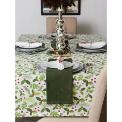 DII® 52" Boughs Of Holly Print Tablecloth 17 DII® 52" Boughs Of Holly Print Tablecloth -Northlight Sale Store D540184S 6
