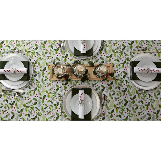 DII® 52" Boughs Of Holly Print Tablecloth 8 DII® 52" Boughs Of Holly Print Tablecloth - Image 8