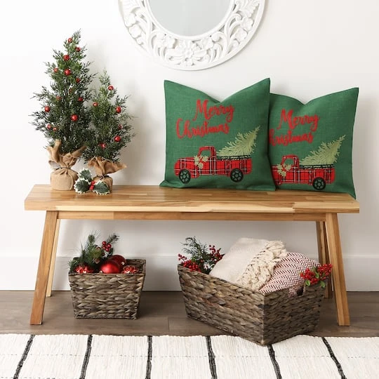 DII® Merry Christmas Truck Embroidered Pillow Cover Set 8 DII® Merry Christmas Truck Embroidered Pillow Cover Set - Image 8