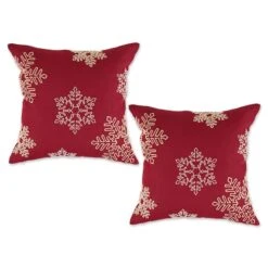 DII® Shimmering Snowflakes Leaves Embroidered Pillow Cover Set