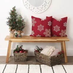 DII® Shimmering Snowflakes Leaves Embroidered Pillow Cover Set 12 DII® Shimmering Snowflakes Leaves Embroidered Pillow Cover Set -Northlight Sale Store D540195S 4