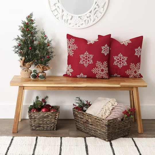 DII® Shimmering Snowflakes Leaves Embroidered Pillow Cover Set 5 DII® Shimmering Snowflakes Leaves Embroidered Pillow Cover Set - Image 5