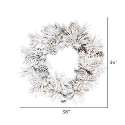 36" Warm White LED Flocked Atka Pine Wreath -Northlight Sale Store D575219S 2