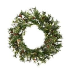 30" Warm White Dura-Lit® LED Mixed Country Pine Wreath