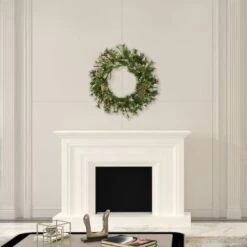 30" Warm White Dura-Lit® LED Mixed Country Pine Wreath -Northlight Sale Store D575233S 2