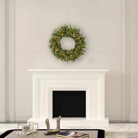 30" Pre-Lit Cashmere Artificial Christmas Wreath, Warm White Dura-lit LED Lights 3 30" Pre-Lit Cashmere Artificial Christmas Wreath, Warm White Dura-lit LED Lights - Image 3