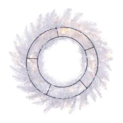24" Pre-Lit Sparkle White Spruce Artificial Christmas Wreath, Warm White LED Lights -Northlight Sale Store D575290S 3