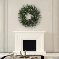 48" Pre-Lit Cashmere Artificial Christmas Wreath, Multi-Colored Dura-lit LED Lights -Northlight Sale Store D575291S 2