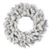 24" Pre-Lit Frosted Silver Artificial Christmas Wreath, Warm White Dura-lit LED Lights