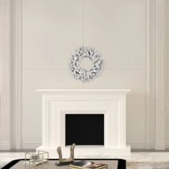 24" Pre-Lit Frosted Silver Artificial Christmas Wreath, Warm White Dura-lit LED Lights -Northlight Sale Store D575297S 2