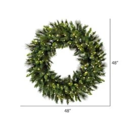 48" Bangor Mixed Pine Wreath, Warm White Dura-Lit® LED Mini Lights -Northlight Sale Store D575300S 3