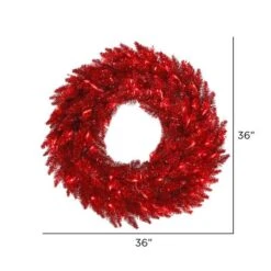 36" Tinsel Red Fir Wreath, Red Dura-Lit® LED Lights -Northlight Sale Store D575303S 2