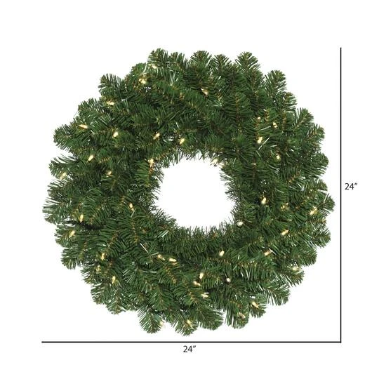 24" Pre-Lit Oregon Fir Artificial Christmas Wreath, Warm White LED Wide Angle Lights 3 24" Pre-Lit Oregon Fir Artificial Christmas Wreath, Warm White LED Wide Angle Lights - Image 3